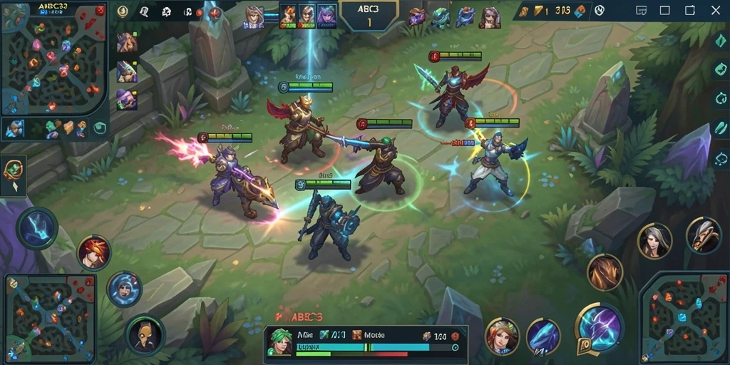 Tampilan aksi seru dalam game MOBA ABC33.