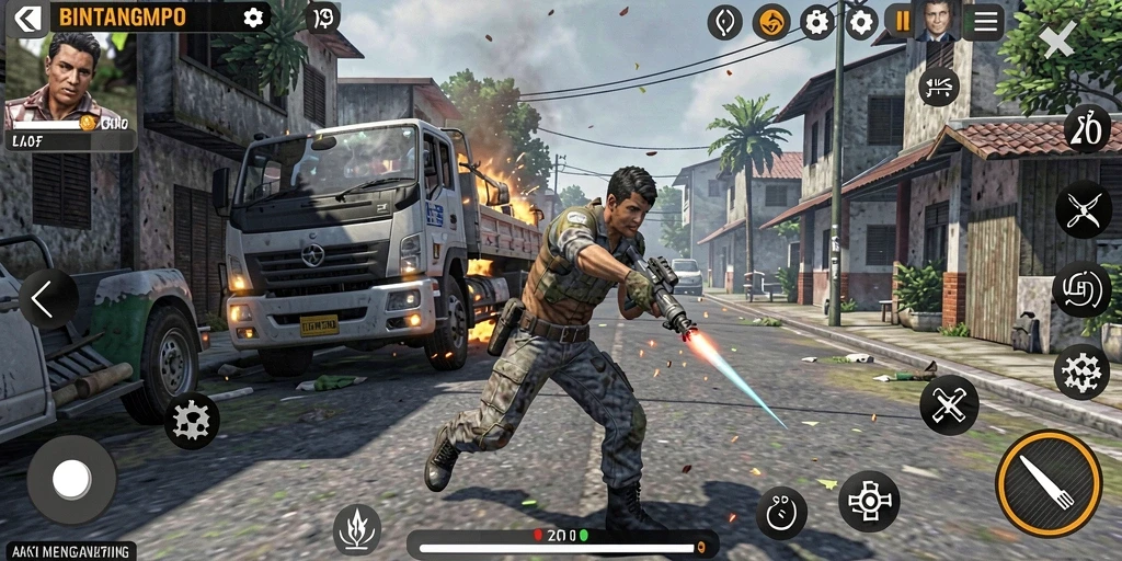Tampilan aksi intens dalam gameplay BINTANGMPO TPS.