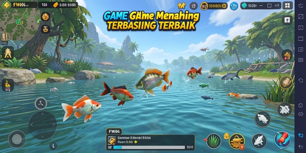 Screenshot gameplay FW66 menunjukkan aksi memancing yang menarik.