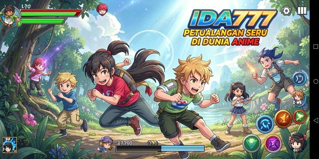 Tampilan screenshot game IDA777 dengan karakter anime dan aksi seru.