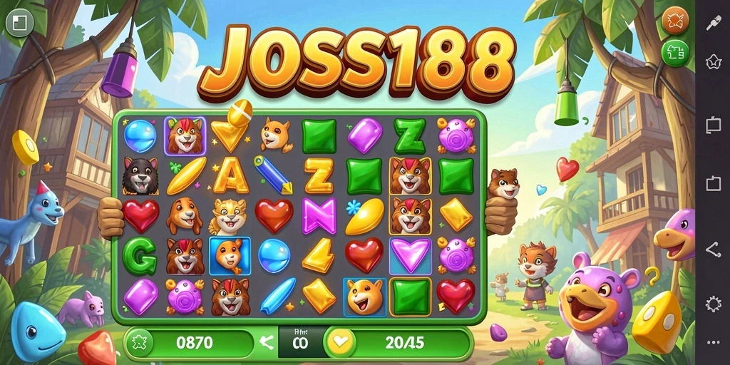 Tampilan gameplay JOSS188 yang penuh warna dan menarik.