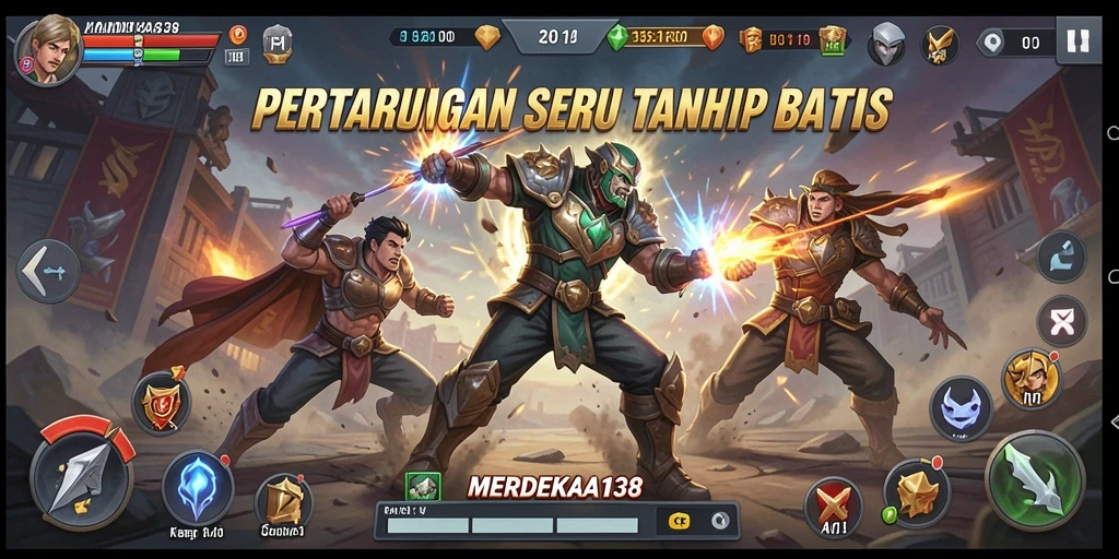 Tampilan gameplay <strong>MERDEKA138</strong> dengan aksi pertarungan yang mendebarkan.
