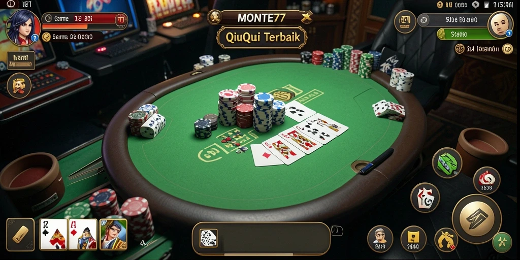 Tampilan seru gameplay QiuQiu di MONTE77.
