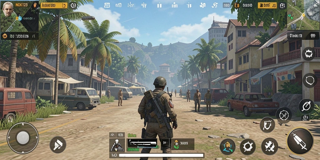Screenshot gameplay NOX123 yang menunjukkan interaksi karakter dan lingkungan.