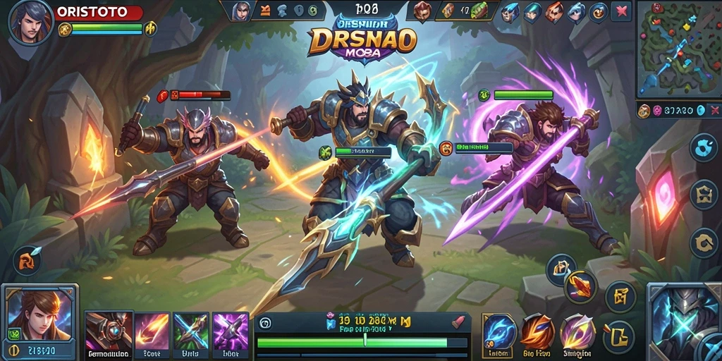 Tangkapan layar gameplay ORISTOTO dengan pertarungan seru antara karakter.