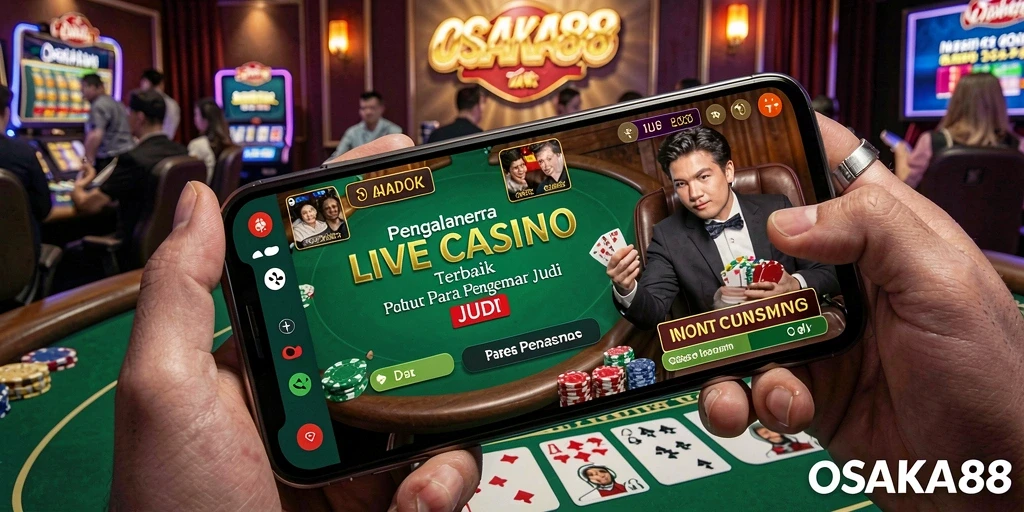 Tampilan gameplay Live Casino OSAKA88 dengan dealer langsung dan aksi menarik.