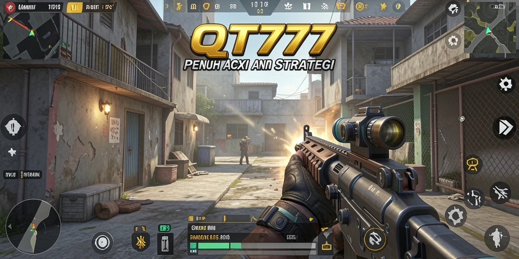 Screenshot menunjukkan aksi menegangkan dalam gameplay QT777.