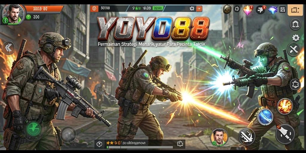 Screenshot gameplay YOYO88 menampilkan pertempuran strategis yang intens.
